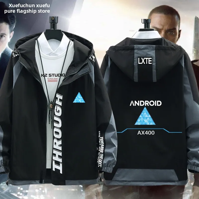 

Толстовка с капюшоном Detroit Become Human Connor Jaet ex Casual Long Sve, пальто из полиэстера, молодежный тренд, свободная осенняя одежда