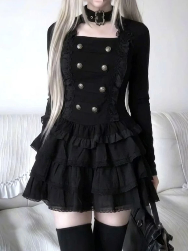 Elastic Lace Trim - Gothic Harajuku Lolita 2-piece Set Women