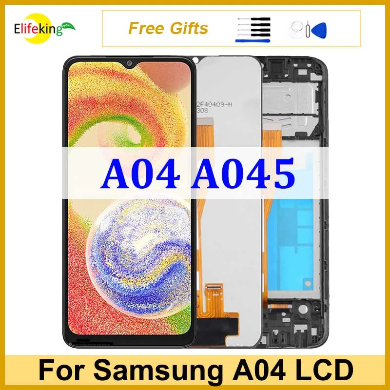 

6.5'' LCD For Samsung A04 A045 Display Touch Screen A045F A045F/DS Digitizer Assembly Replacement With Frame Repair Accessories