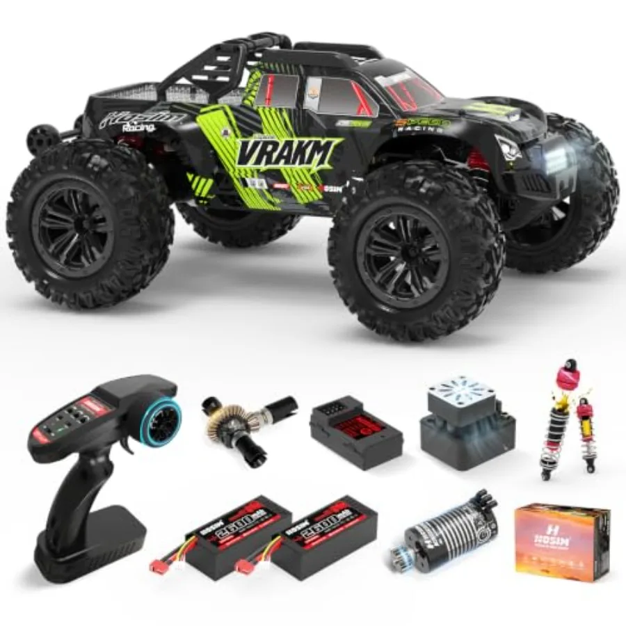 Off-road RC truck for adults, brushless motor, black, 68+ KPH speed, waterproof all-terrain 4WD RTR electric monster truck