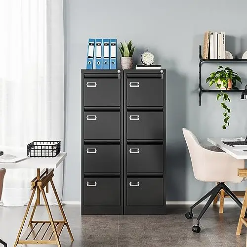 4 Drawer File Cabinet with Lock, Metal File Cabinets for Home Office,Vertical Filing Cabinets Office Storage Cabinet