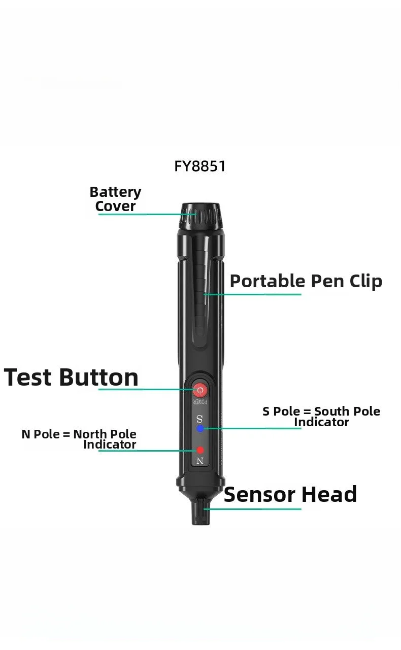 Gauss Meter Pen Magnetic Pole Detector For Workshop Use Red Blue Led Light Abs Plastic Material For Science Education