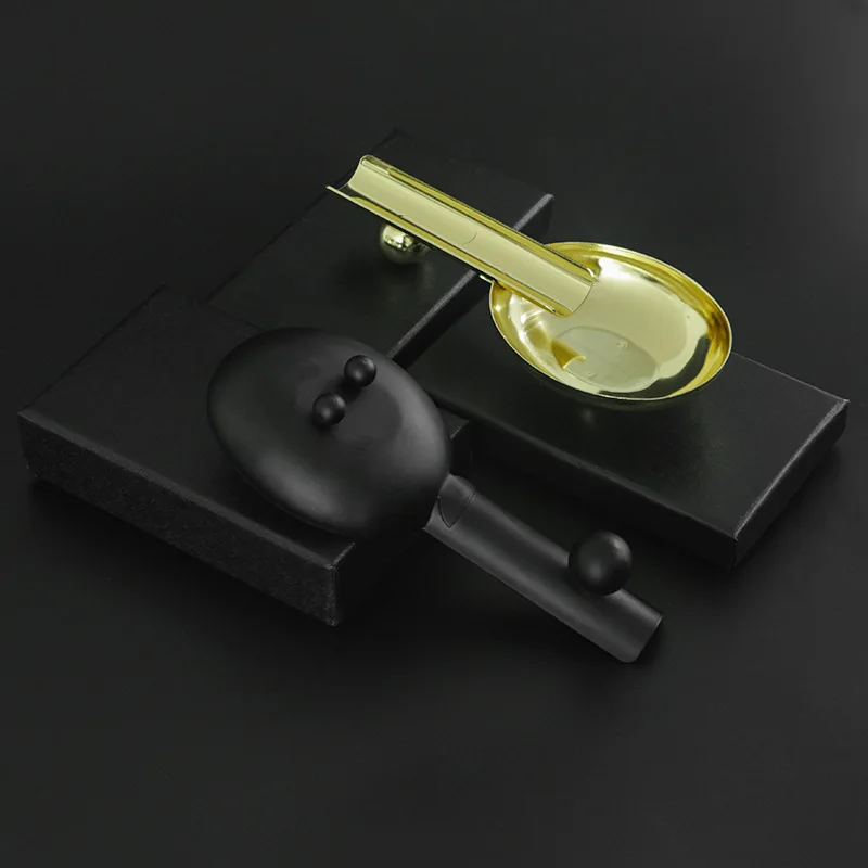 European Style Stainless Steel Cigar Ashtray Spoon Shape Portable Cigar Holder Rest Metal Cigar Accessories