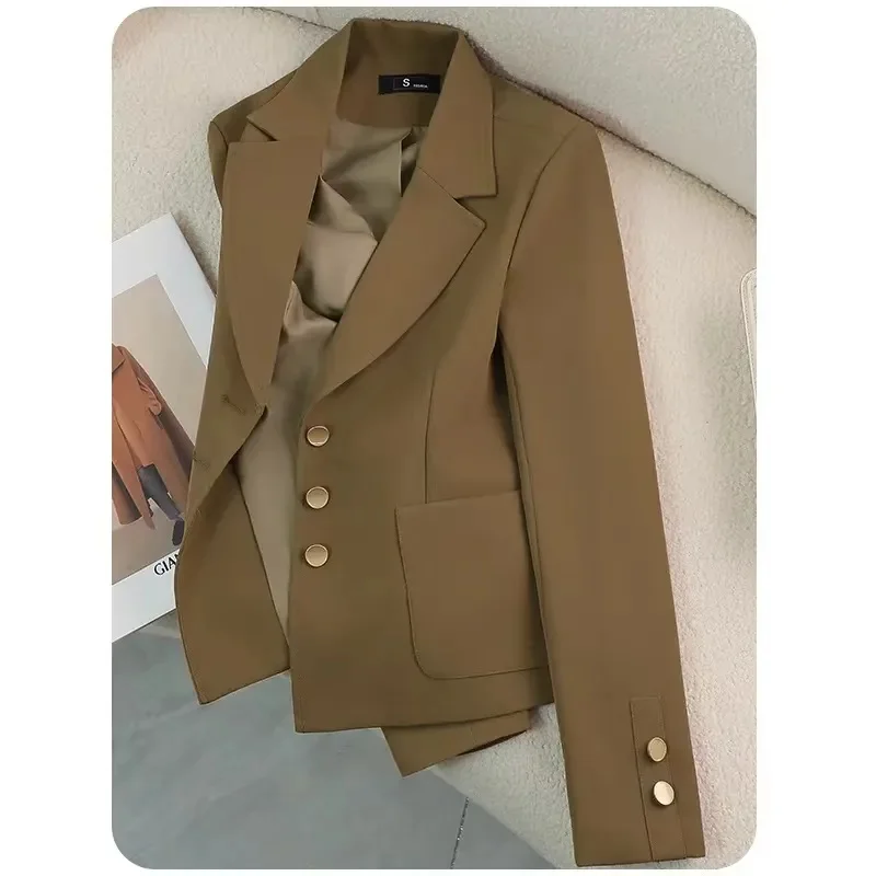 New Women Suit Coat Elegant Sports Casual Blazer Korean Fashion Short Jacket Spring Autumn Solid Color Ladies Clothing Outerwear