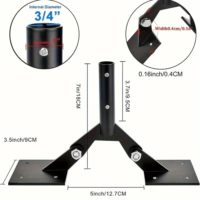 

Garden Weathervane Roof Mount with Hardware Adjustable Weather Vanes Mount for Roofs Antennas And Weather Stations