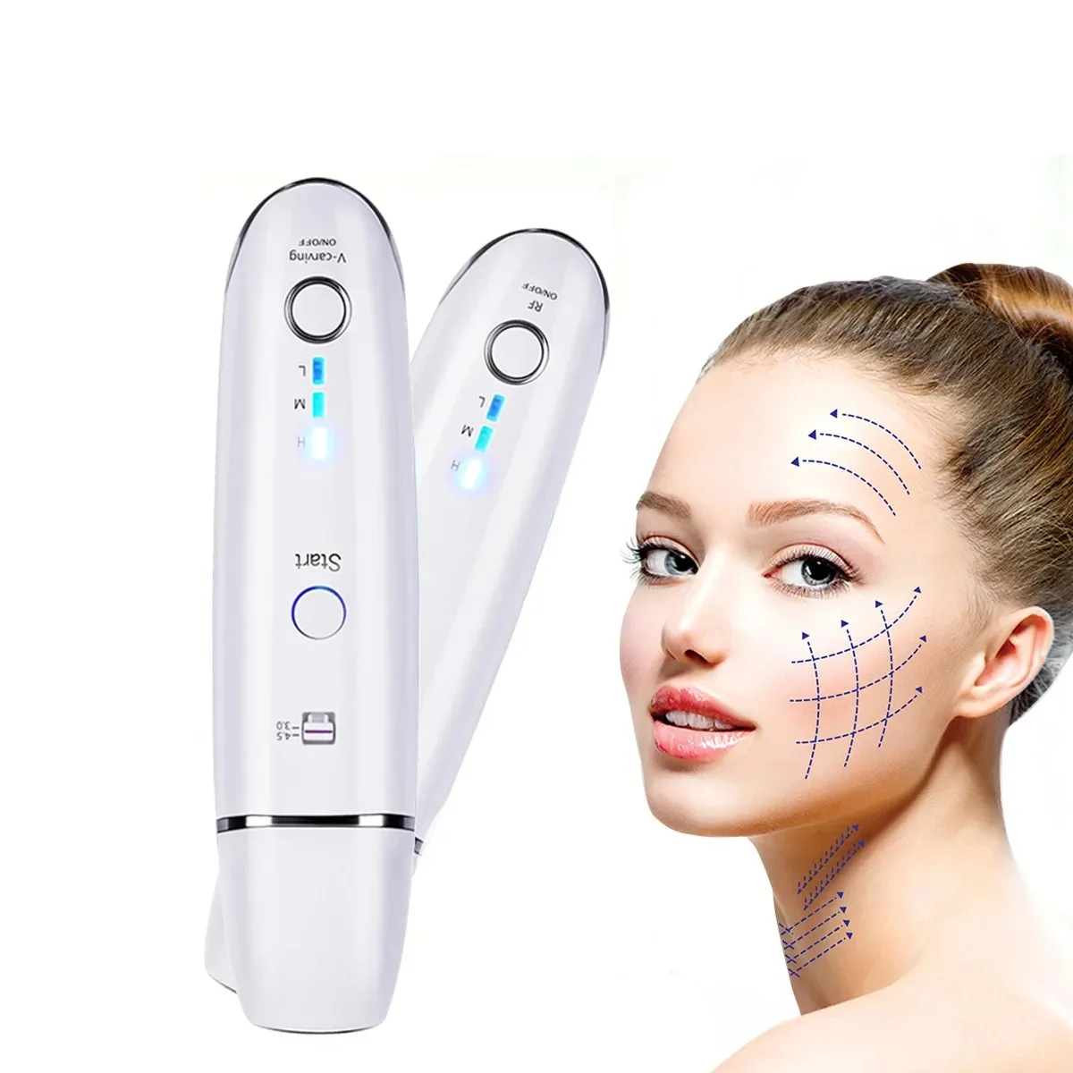 4MHz RF Hifu Face Lifting Machine Double Chin Remove Forehead Neck Folds Wrinkle Eye Bags Skin Revive Collagen Tighten V-Face