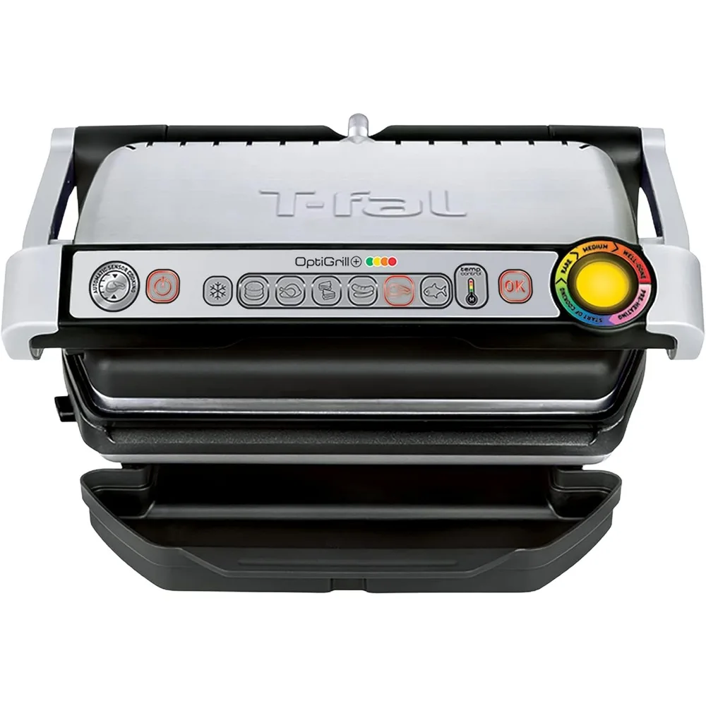 Stainless Steel Electric Grill 4 Servings 6 Automatic Cooking Modes, Intelligent grilling rare to well-done 1800 Watts Nonstick