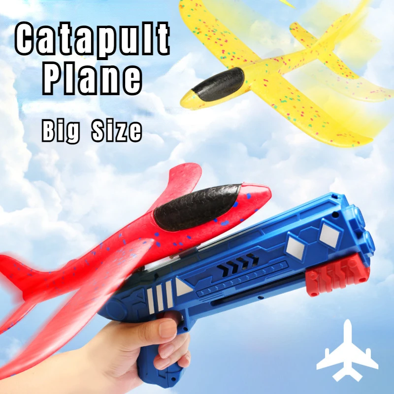 

New Catapult Airplane Launcher Gun Toy Kids Outdoor Aircraft Plane Fly Shooting Game Toys For Children Boy Sport Big Size Gift