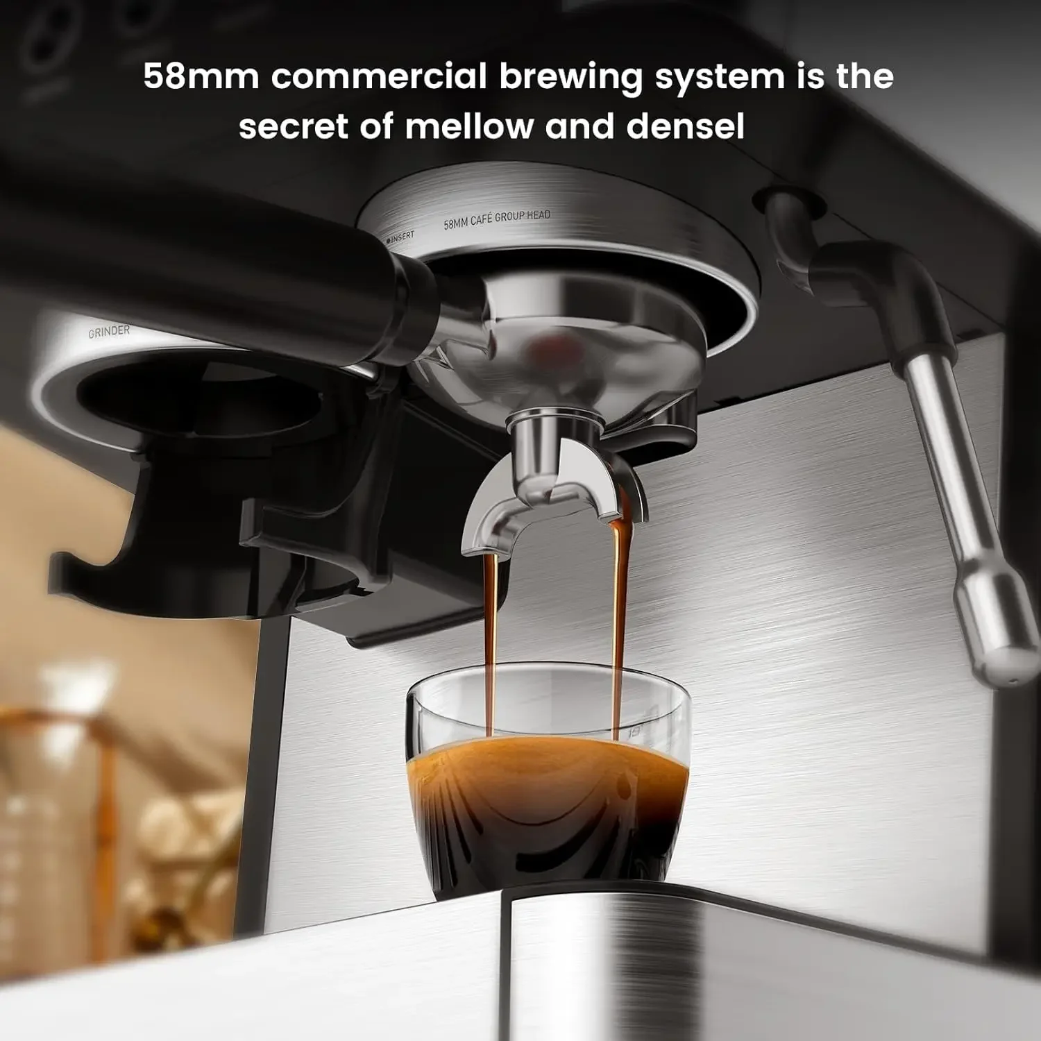 (2026 Upgrade) Espresso Machine with Grinder, Expresso Coffee Machines with Built-in Anti-Clog Coffee Grinder/Milk Steam Wand/Fr