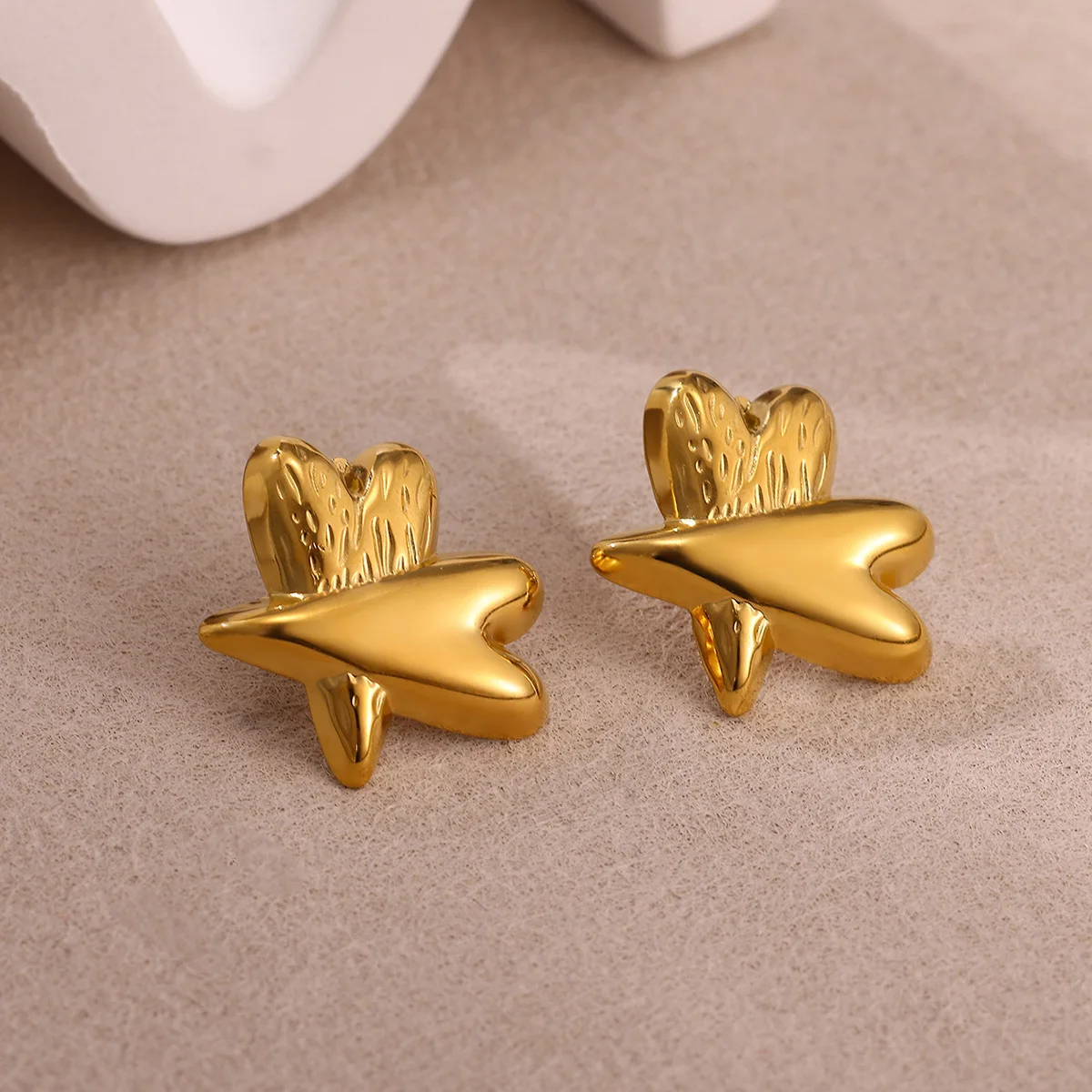 Romantic Proposal Earrings For Women Gold Color Fashion Geometric Heart Aretes Stainless Steel Engagement Jewelry Wedding Gift