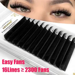 Abonnie 0.03 Mate Black Easy Fan Eyelashes Extensions Auto Fan Eyelashes 8-25mm Soft Easy Fans Blooming Lashes Extensions