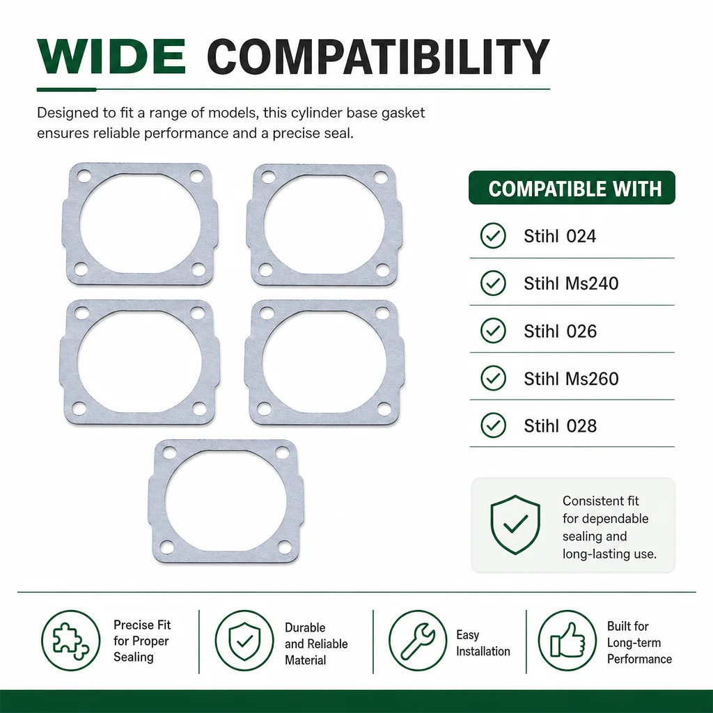 5Pcs Cylinder Base Gasket Pack For Stihl 024 MS240 026 MS260 028 Chainsaw Saw Parts OEM 1118 029 2306 Replacement Small Engine
