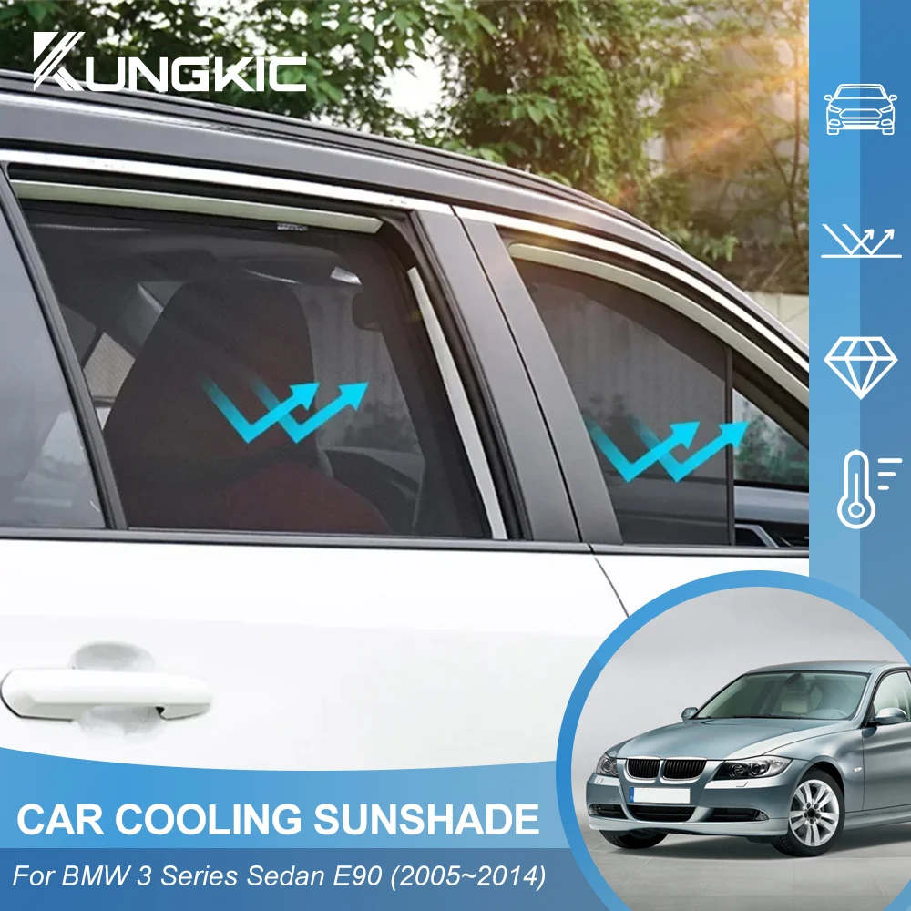 

Snap-on installation Car Sunshade for BMW E90 3 Series Sedan 2005-2014 Front Windshield Sunshade Shield Curtain Mesh Sun Shade