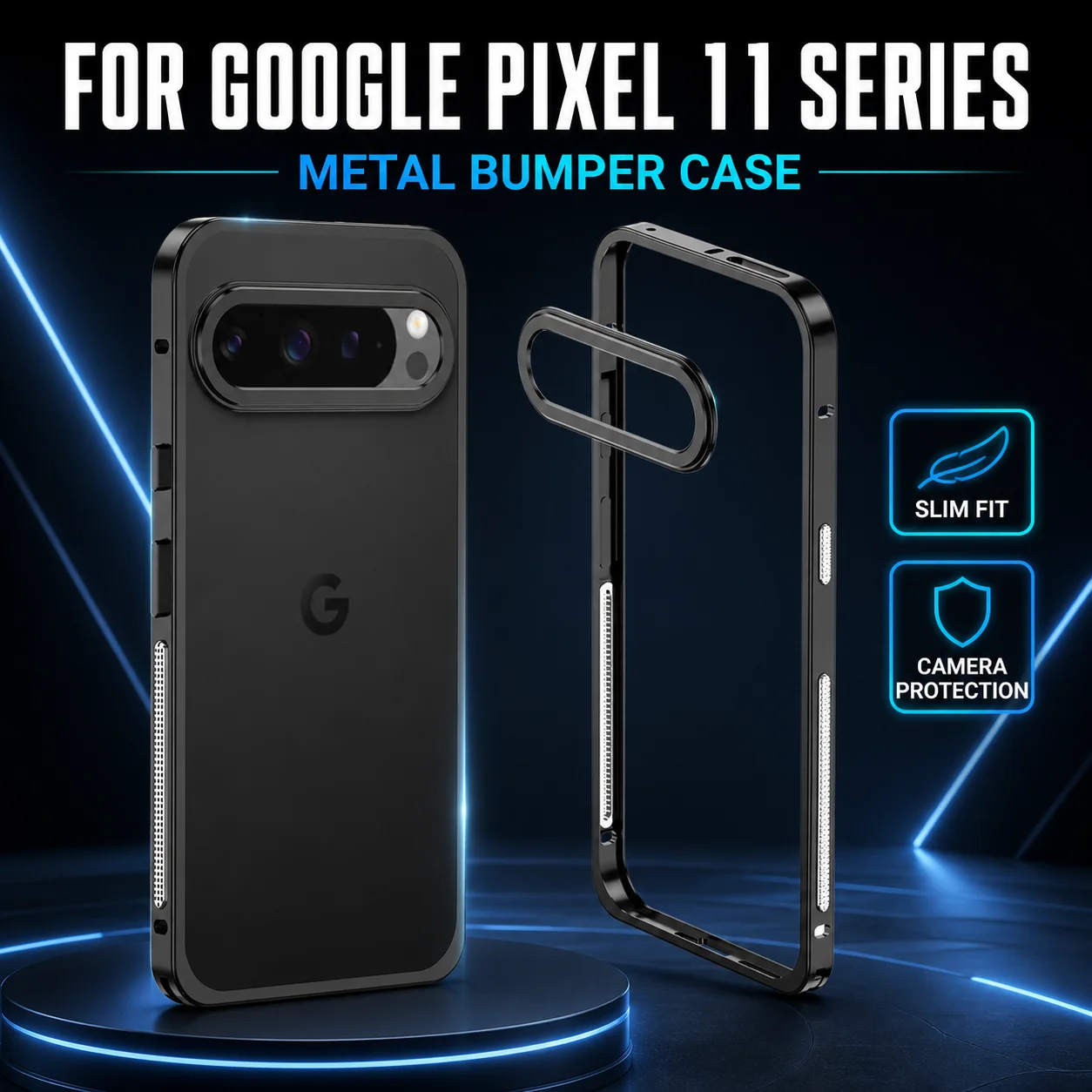 Image of Für Google Pixel 11 Pro XL Hülle Luxus Metallrahmen Handyhülle für Google Pixel 11 Pro XL mit stoßfestem Bumper Funda