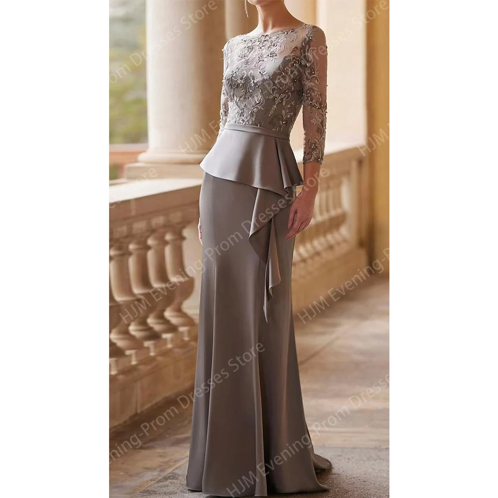 Vestido largo de encaje para madre de la novia, hasta el suelo de sirena traje elegante, ideal para invitados de boda, fiesta de noche, 2024