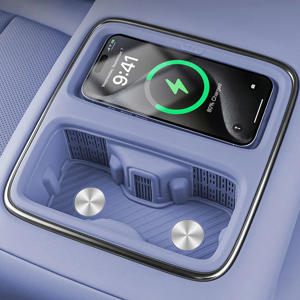 

For Xpeng G7 2025 2026 Rear Armrest Water Cup Pad Car Modification Product Original Car Color Wireless Charging Silicone Pad