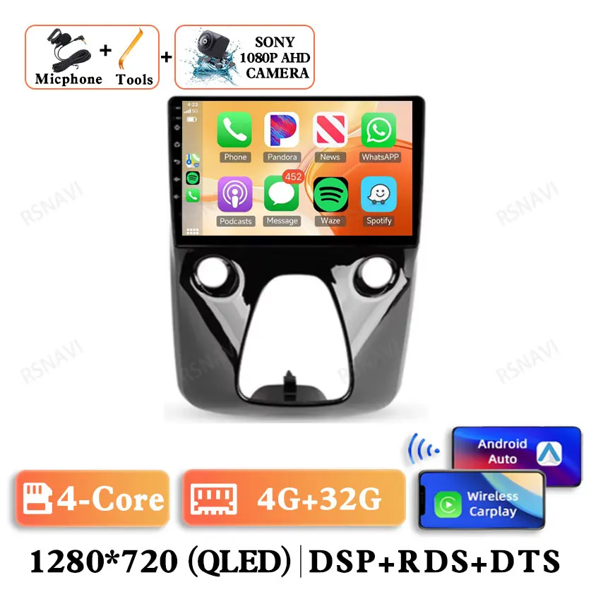 Android 15 Voor Peugeot 108 Voor Toyota Aygo B40 2014-2021 Qualcomm Autoradio Multimedia GPS DSP Navigatie Viedo speler 5G WIFI