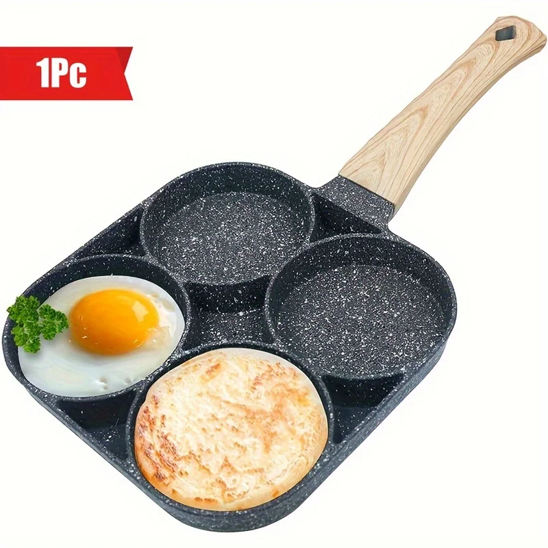 Sartén antiadherente multifuncional de 4 piezas: adecuada para hacer rollos de huevo y tortitas, fácil de limpiar