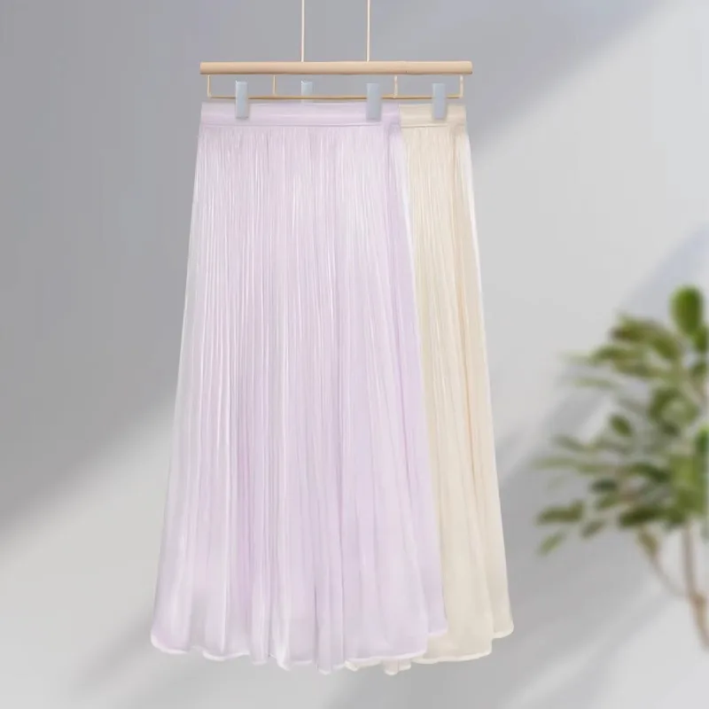 

Gentle Half Skirt for Women, Stylish and Elegant Lady Pleated High Waist A-line Fairy Skirt