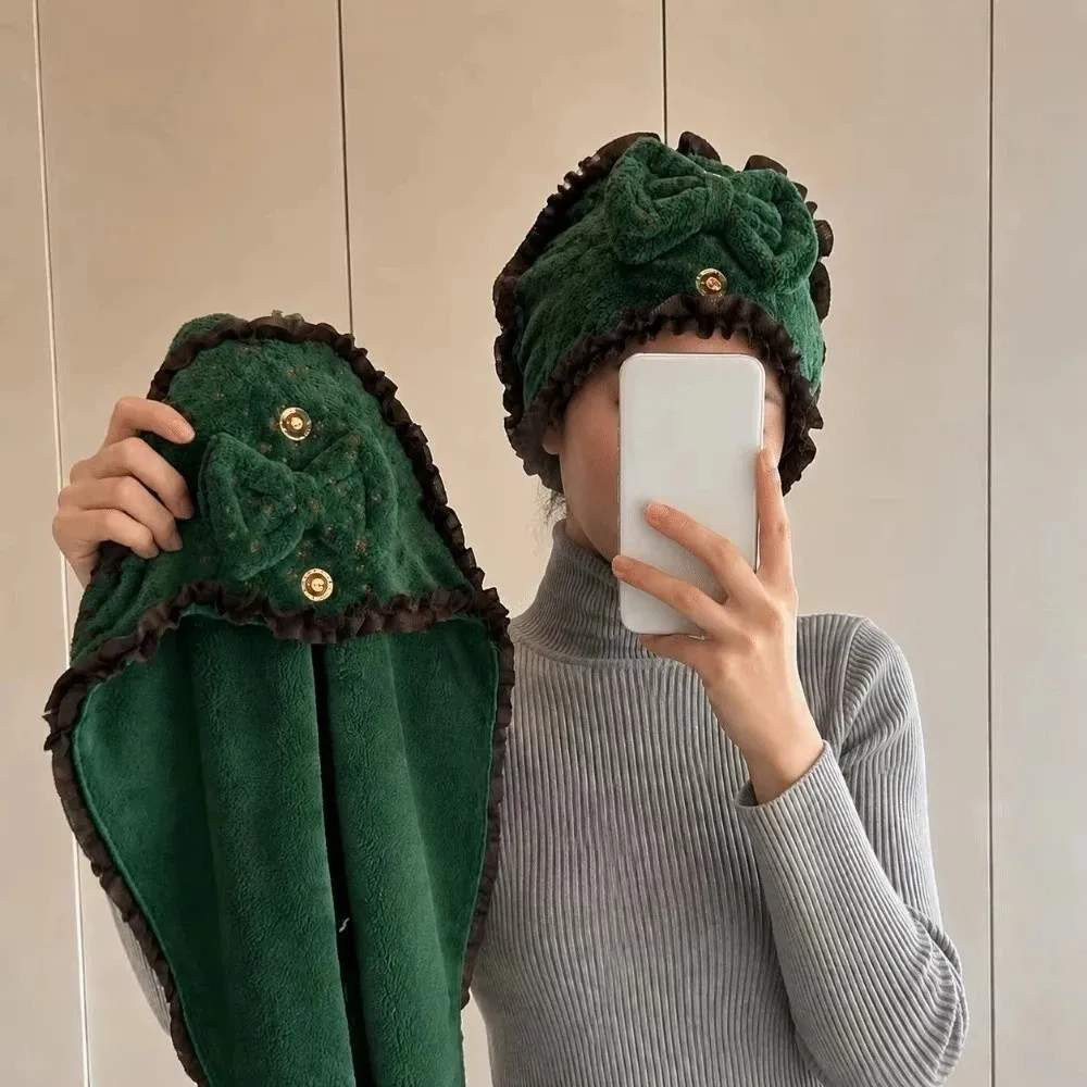 Reusable Coral Fleece Super Absorbent Dry Hair Cap Floral Print Thickened Hair Towel Wrap Quick-drying Soft Towel Cap Swimming