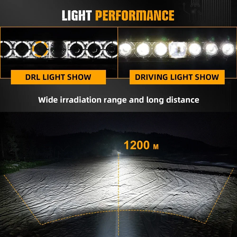 HAOLIDE 14 Inch LED Light Bar Spot Projector LED Work Light with DRL Day Running Light 6000K White Super Bright for off-road use