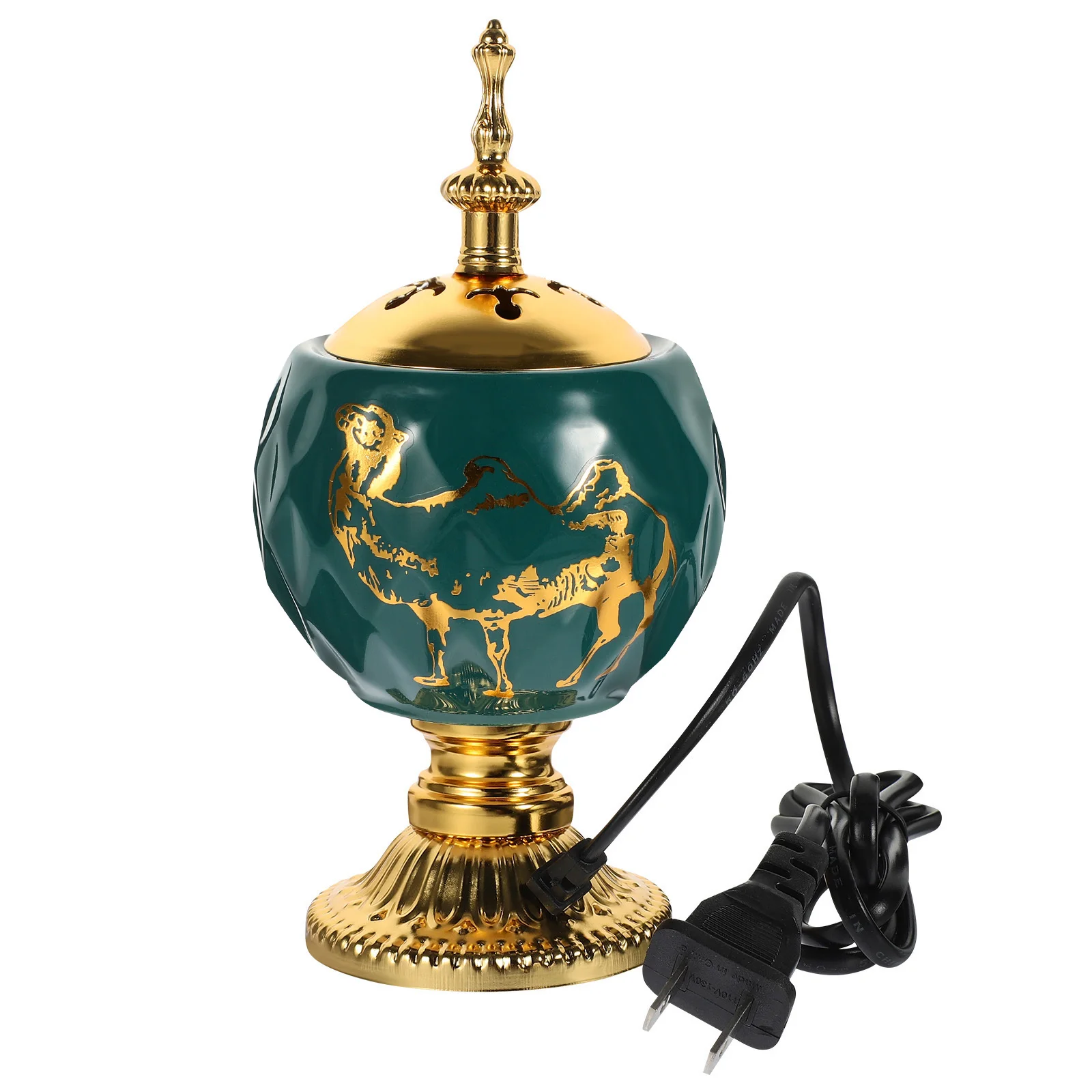 

Electric Incense Burner 110V Us Plug Arabic Style Ceramic Aroma Burner For Home Temple Decor Retro Desktop Censer Ornament