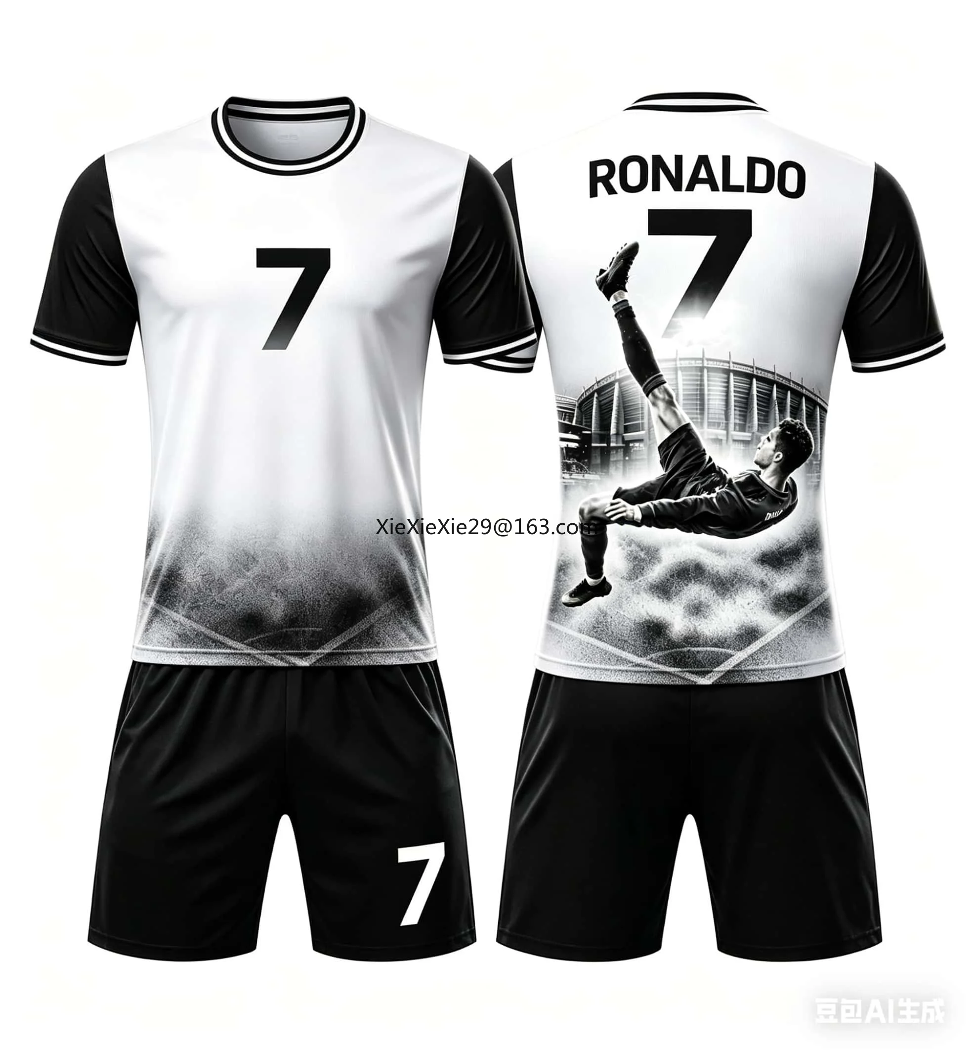 Who Knows! AI New Ronaldo # 7 Hot Selling Fashion Summer Adult Sports 3D Football Short Sleeved T-shirt Shorts Set