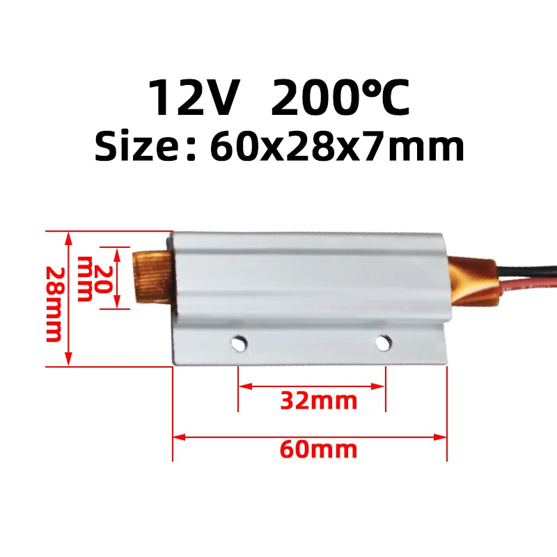 2pcs 60x28mm 12V 200°C Ptc Heating Element Heat Resistor Plate Aluminum Ptc Ceramic Heater Element Heating Parts