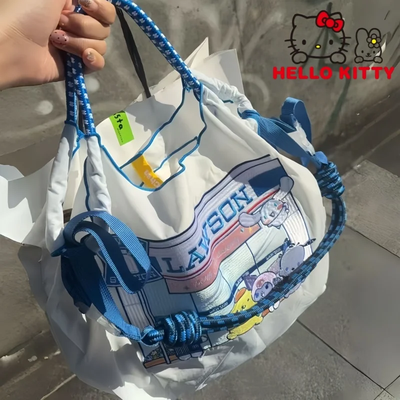 

Hello Kitty Fiftieth Anniversary Waterproof Shoulder Bag Embroidered Handheld Eco-friendly Shopping Bag Bento Box Storage Bag