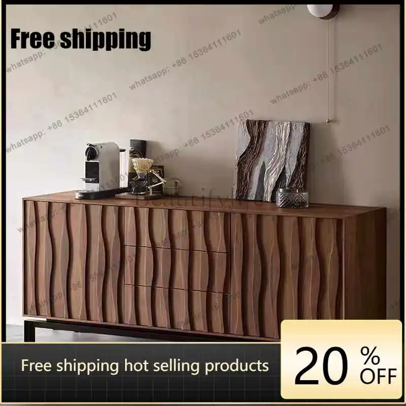 JJ Medieval style solid wood dining side cabinet entrance entrance tea wabi wind living room storage locker
