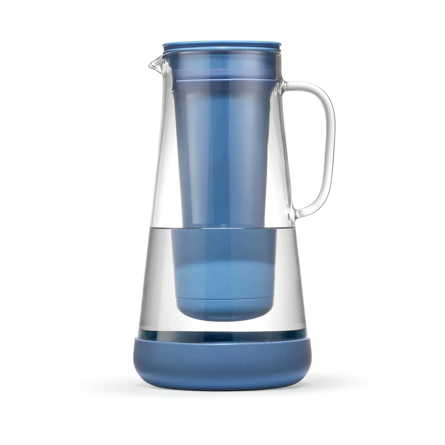 

7-Cup Glass Water Filter Pitcher with Silicone Base, Removes Bacteria, Parasites, Microplastics, Lead, Mercury