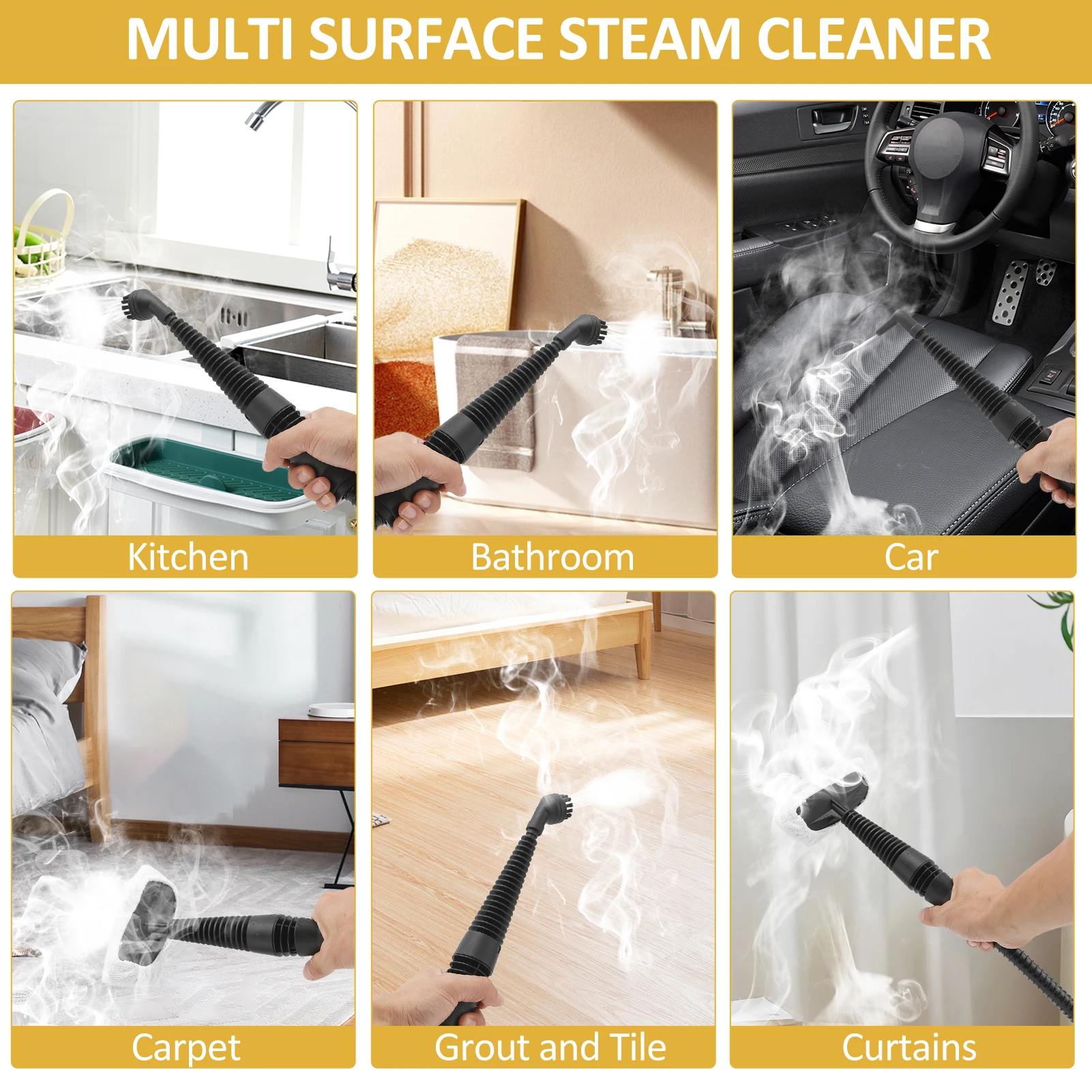 1200W Handheld Steam Cleaner,High Pressure Temperature Steamer with 13-Piece Accessories for Upholstery,Kitchen,Furniture