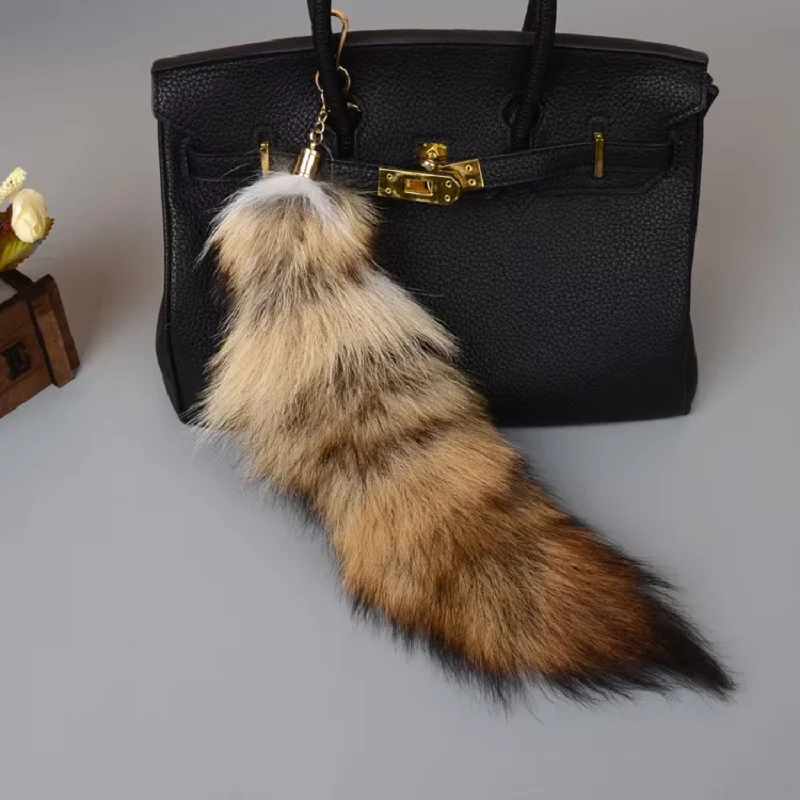 Faux Fur Fox Tail Keychain For Women Men Fluffy Fur Pom Pom Key Chain Bag Charm DIY Bag Car Key Ring Holder Jewelry Gifts