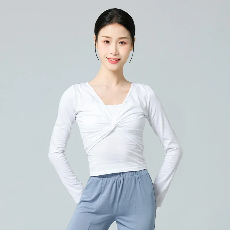 بلوزة رقص الباليه للنساء ، معاطف الرقص الكلاسيكية الحديثة ، أكمام طويلة ، قمم المراهقين ، ملابس للكبار