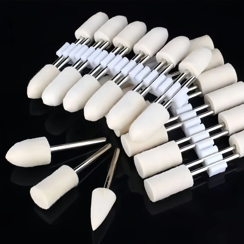 6PCS Wool Felt Polishing Wheel Bits, 3-12mm Outer Diameter, 2.35mm Shank, Rotary Tool Accessories for Grinding Polishing