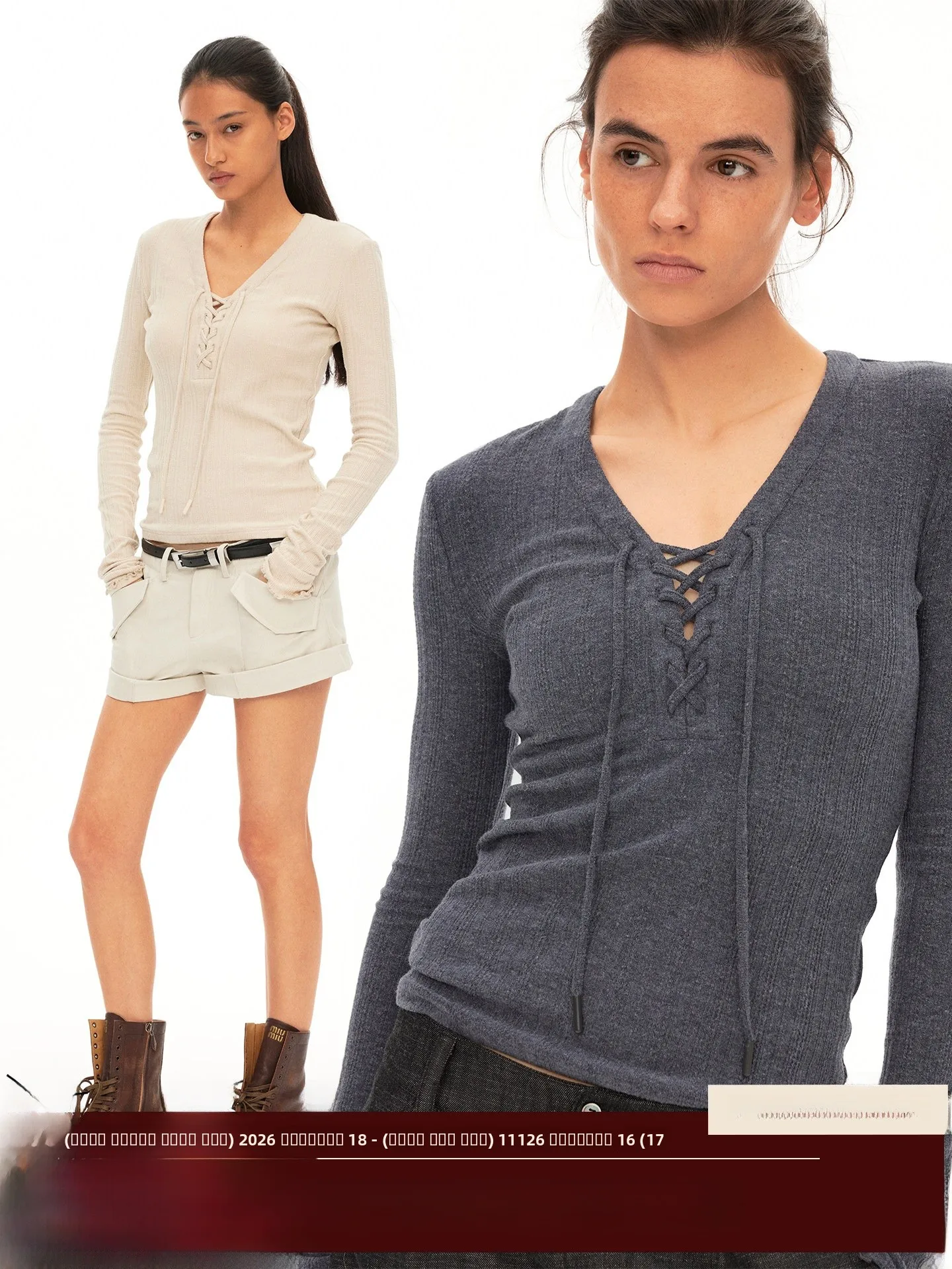 

Loala Office Vintage V-Ne Knitted Long Sve Loose Fit Top Cotton Polyester Blend Inner Wear Casual Retro Sle