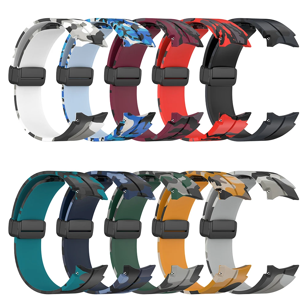 Camouflage Silicone Strap for Samsung Galaxy Watch 5 Pro 6 Classic 43mm 47mm Magnetic Buckle Band for Galaxy Watch 6 5 4