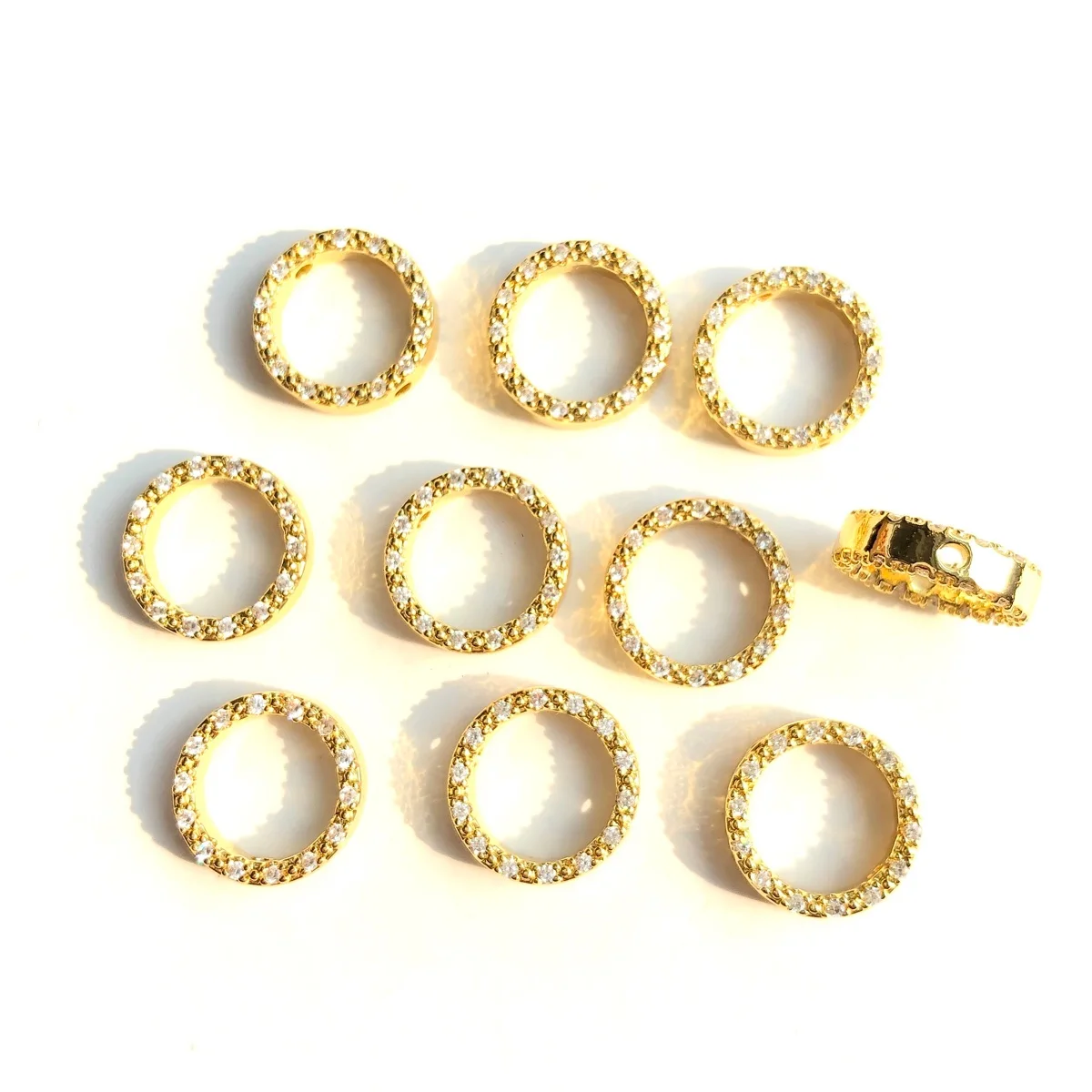 10pcs Zirconia Pave Big Hole Rondelle Wheel spacer Beads for Women bracciale collana orecchino creazione di gioielli all'ingrosso