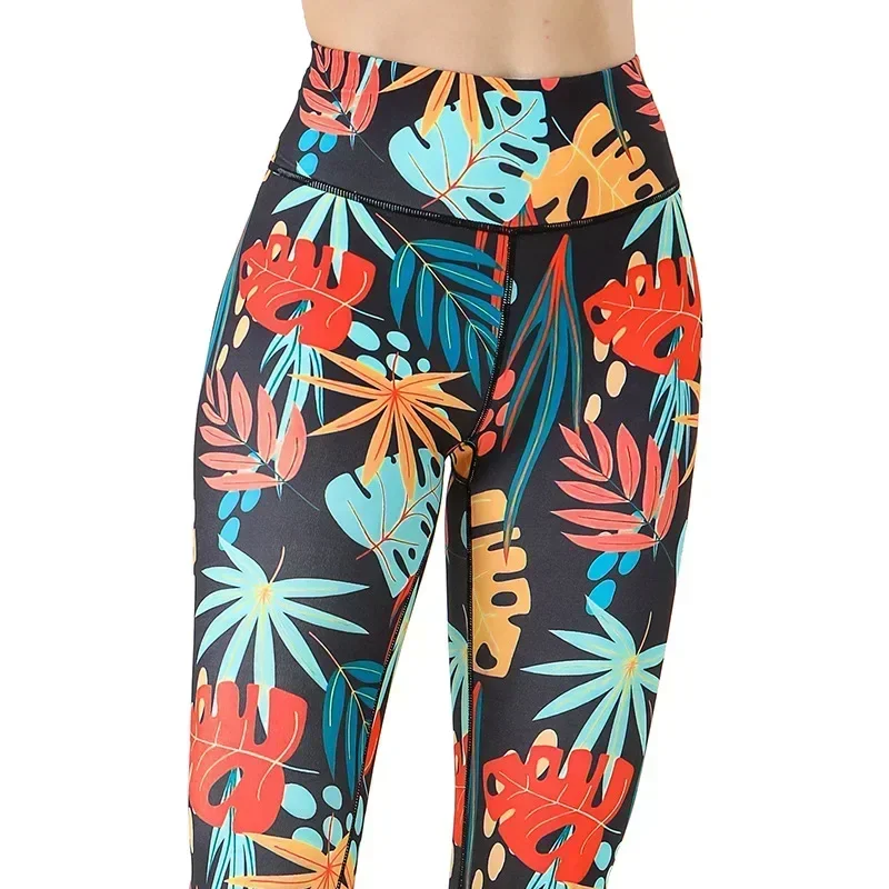 Women Quick Drying Butt Lifting Sports Fitness Leggings Female Flower Printed High Waist Gym Dancing Elastic Pant 7Z