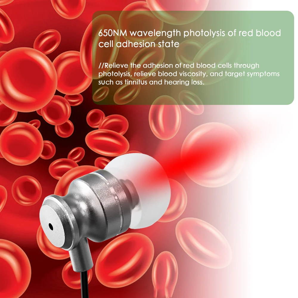 Upgraded 2-in-1 Red Light Irradiate Device Tinnitus Ear Care Rhinitis Relief Rechargeable Lightweight LLLT Earplug for Otitis