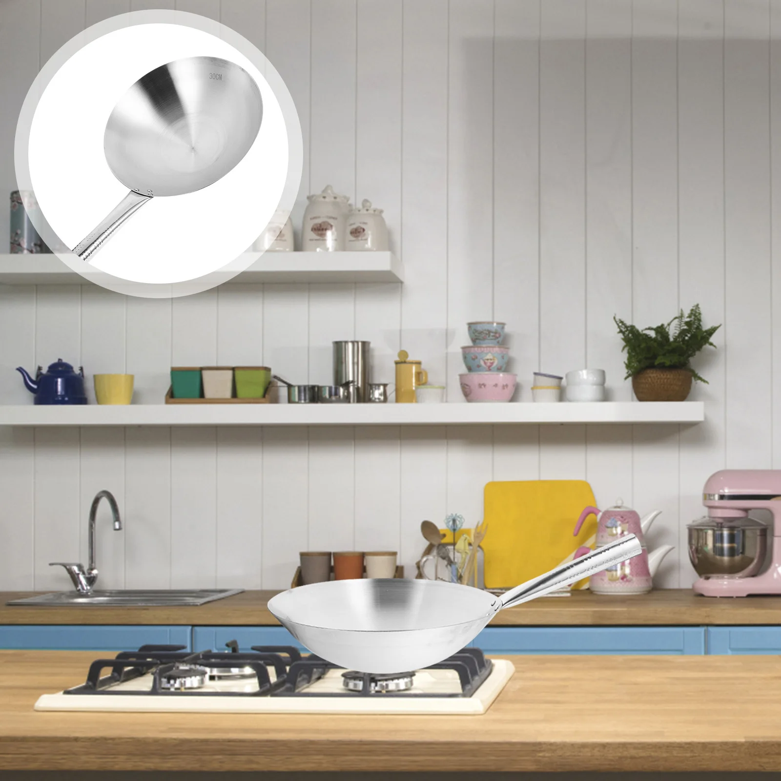 

Stainless Steel Wok Pan Thickened Frying Pan for Gas Electric Induction Stove Home Kitchen Heavy Duty Cookware