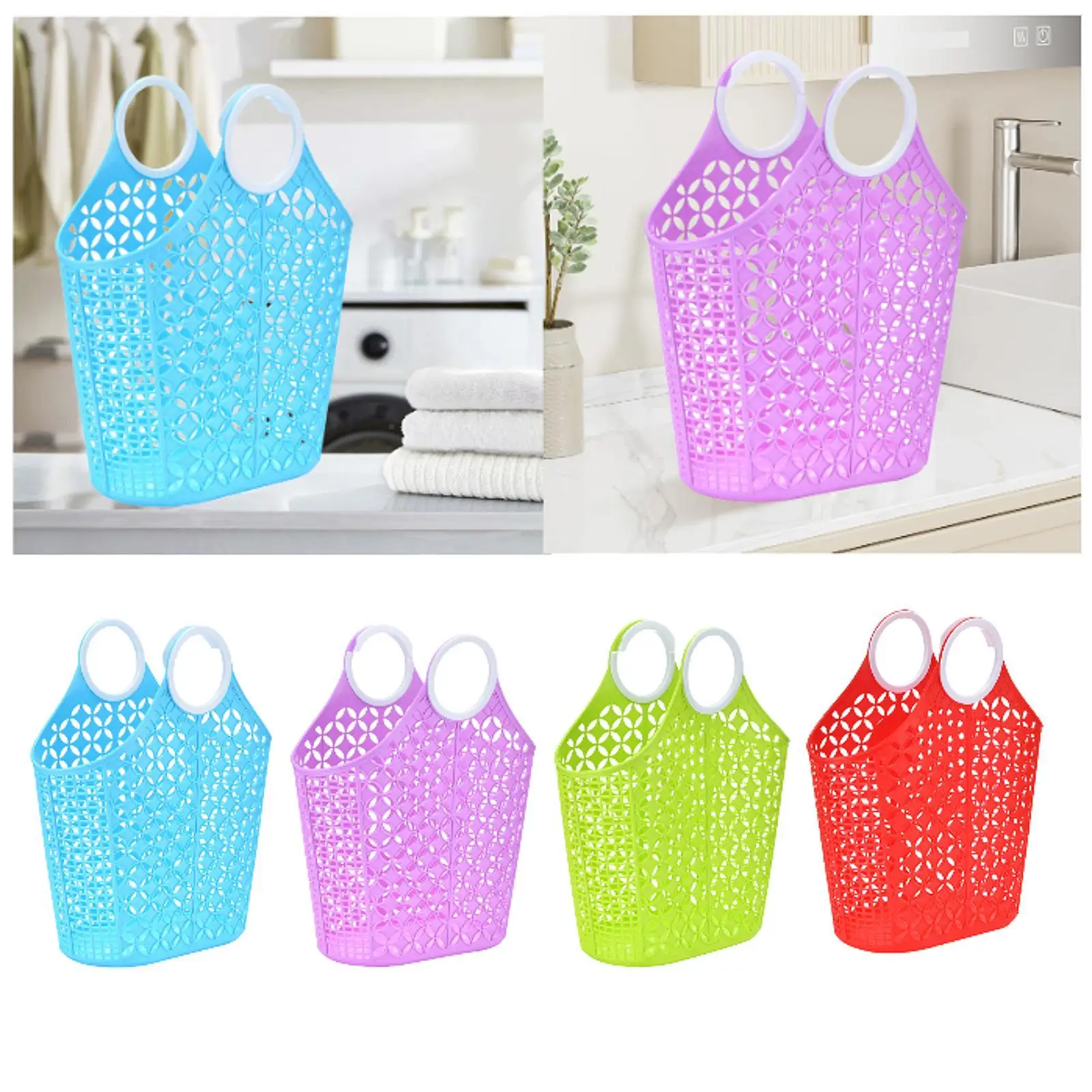 Cesta Caddy para ducha con asas y orificios de drenaje, bolsa de almacenamiento para suministros de limpieza de playa, productos, cocina, dormitorio
