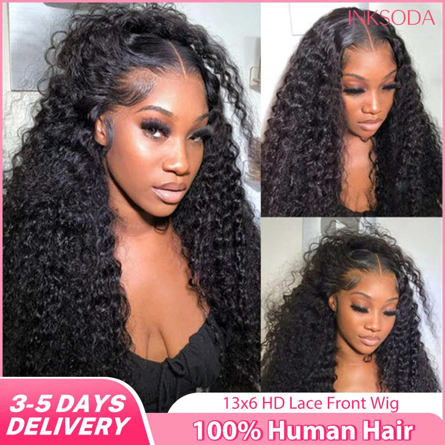 

Вьющийся парик фронта шнурка 13x6, бразильский свободный парик с глубокими волнами, фронтальный парик из натуральных волос 30–40 дюймов, волна воды, 13x4 HD, парик шнурка для женщин