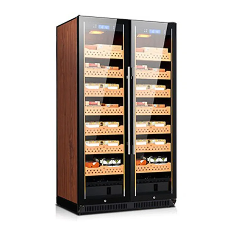 Electric double door cigar cooler humidor humidor display cabinet temperature and humidity control storage cabinet