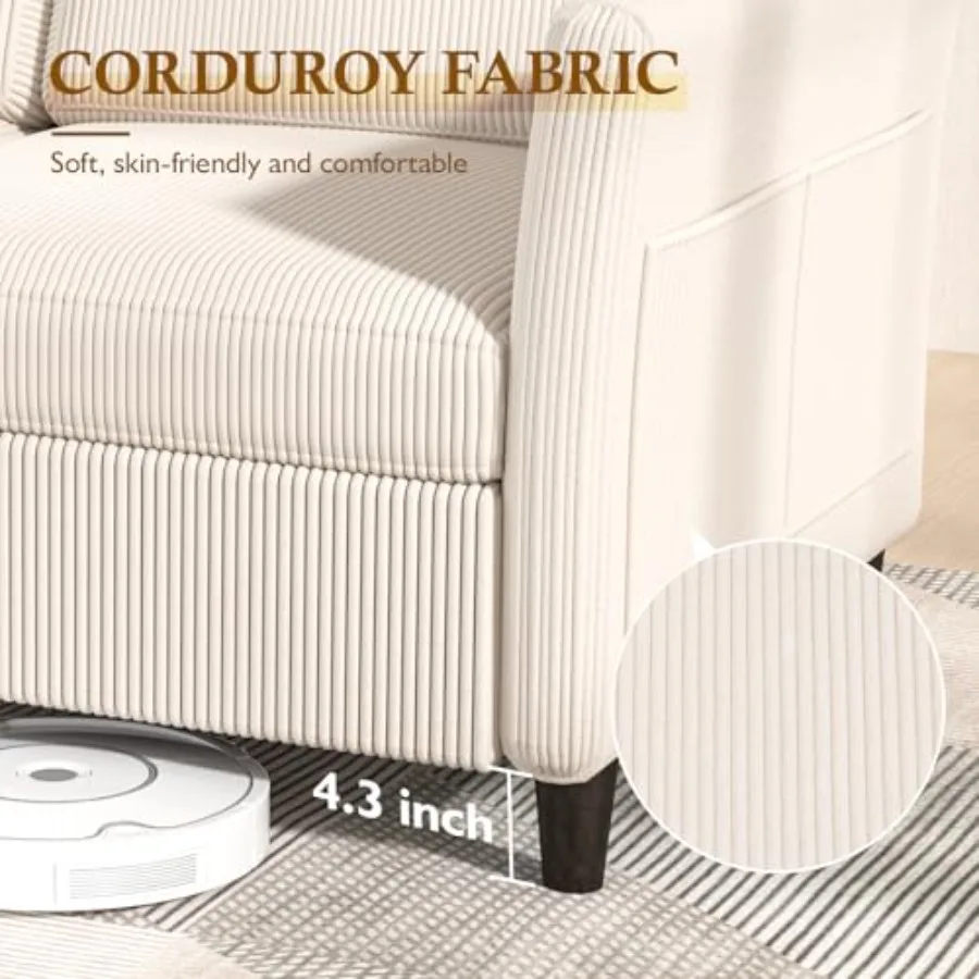 Sofá loveseat de veludo de 60,6 polegadas, moderno, confortável, com bolso lateral, sofá de 2 lugares, para sala de estar, quarto e espaços pequenos