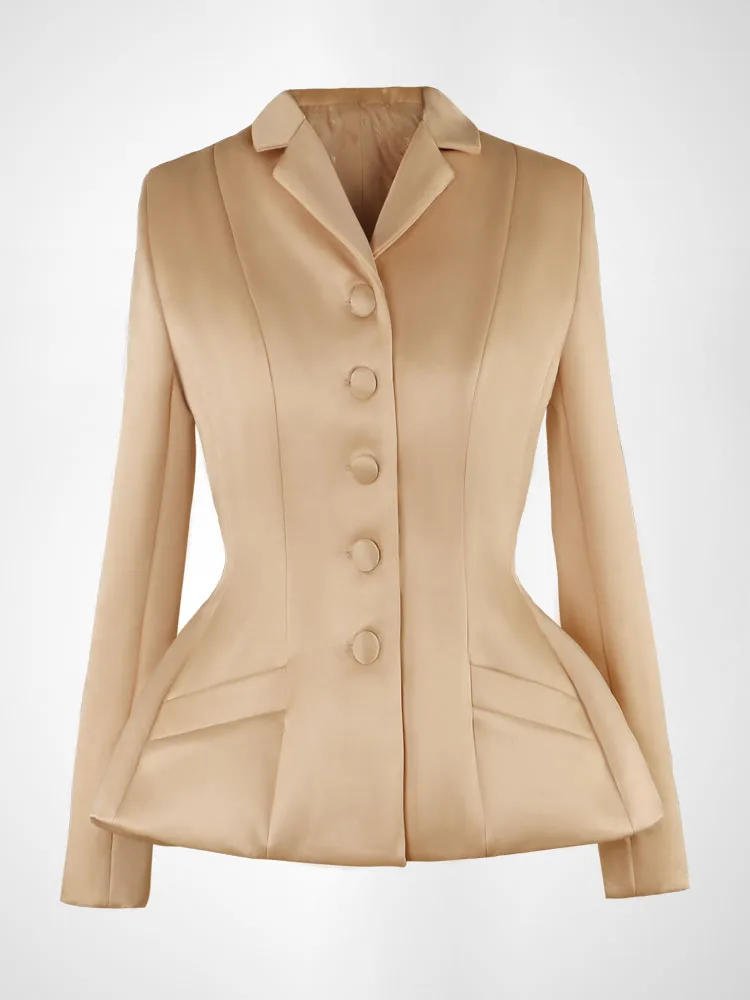 

Классический ретро модный однотонный костюм элегантный женский темпераментный повседневный костюм для поездок на работу изысканный пуговице пальто с длинными рукавами