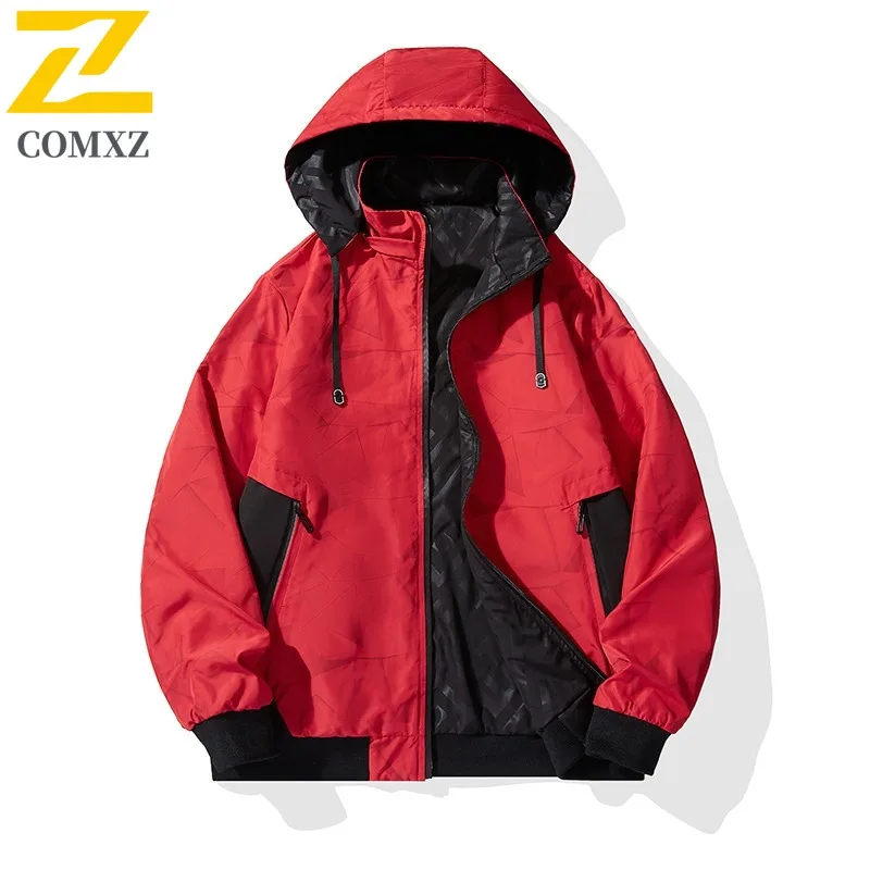 COMXZ 2025 Men Coat Spring Autumn 2023 New Trendy Casual Shirt Knit Cotton Thick Clothes Mens Wear Autumn Two Sides Wear Jacket