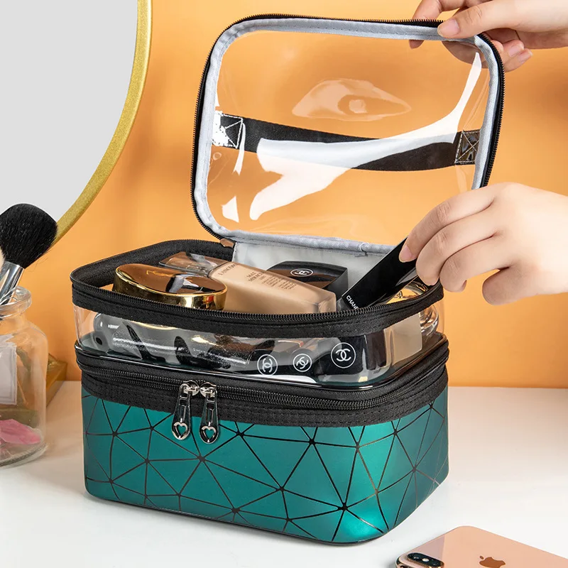 Double portable large capacity makeup bag Korean version Ringer travel multifunctional toiletry bag portable storage bag