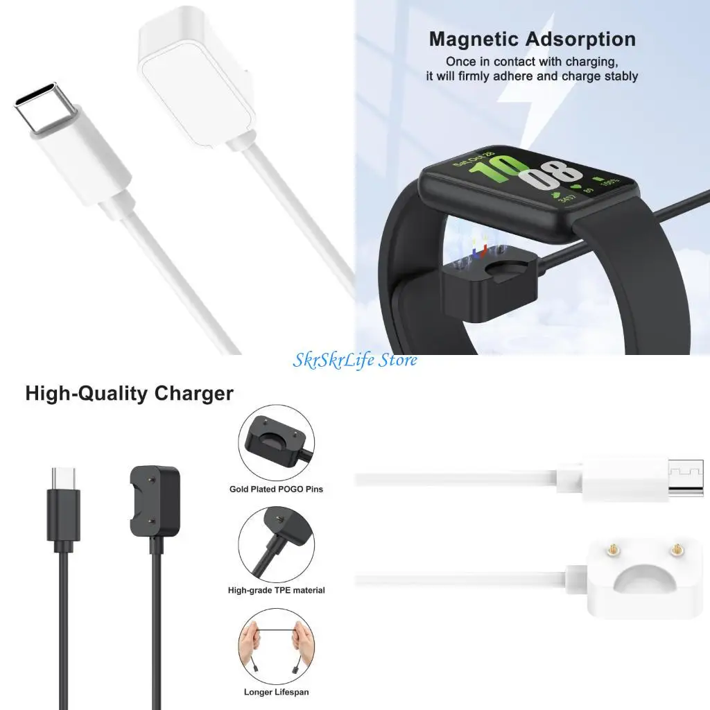 

E65E Простые USB C SmartWatch Энергетический кабель Адаптеры питания Провод с эффективной функцией зарядки и легким портативным