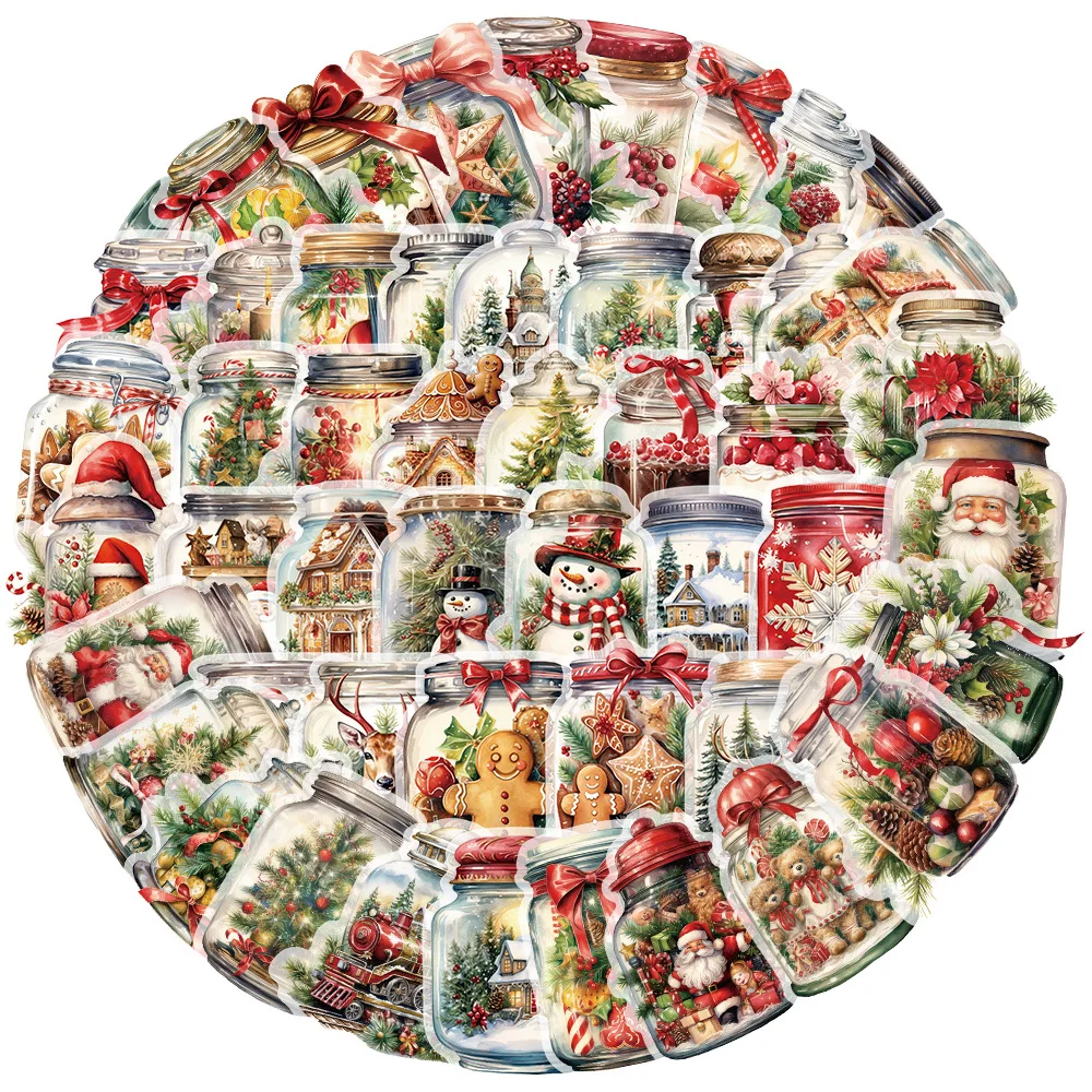 10/30/50PCS Christmas Bottle Festive Atmosphere Sticker DIY Phone Laptop Luggage Skateboard Graffiti Decals Fun forToy